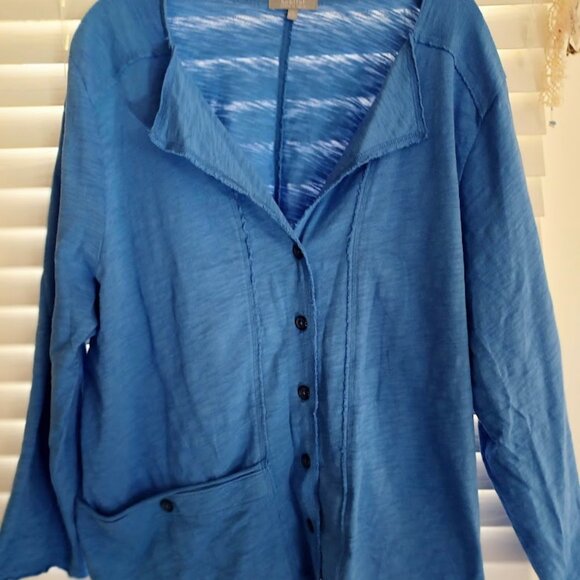 Habitat Clothes to Live In Women’s XL Blue 100% Cotton Button Front Top - Picture 5 of 7